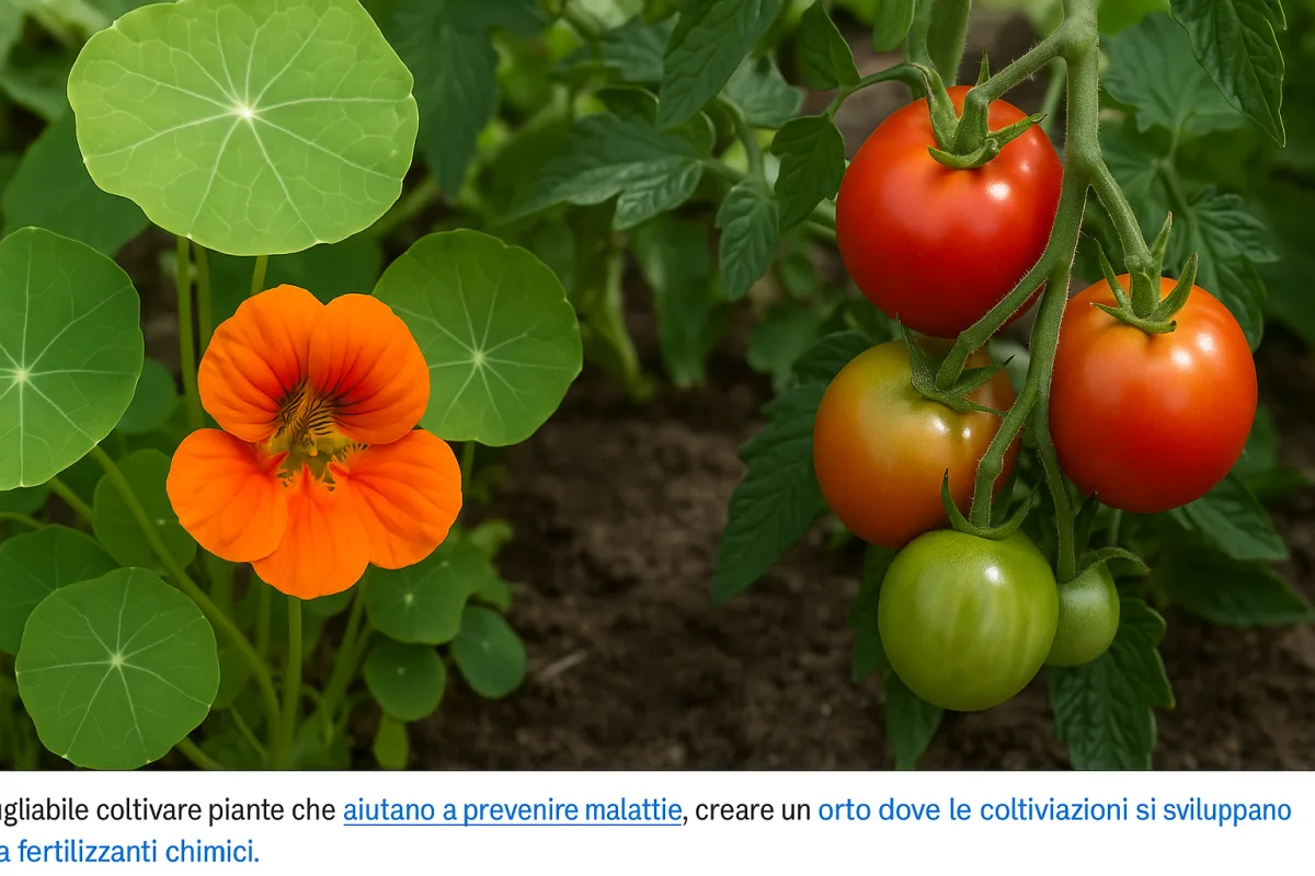 Nasturzio vicino ai pomodori: come sfruttarlo da esca contro i parassiti