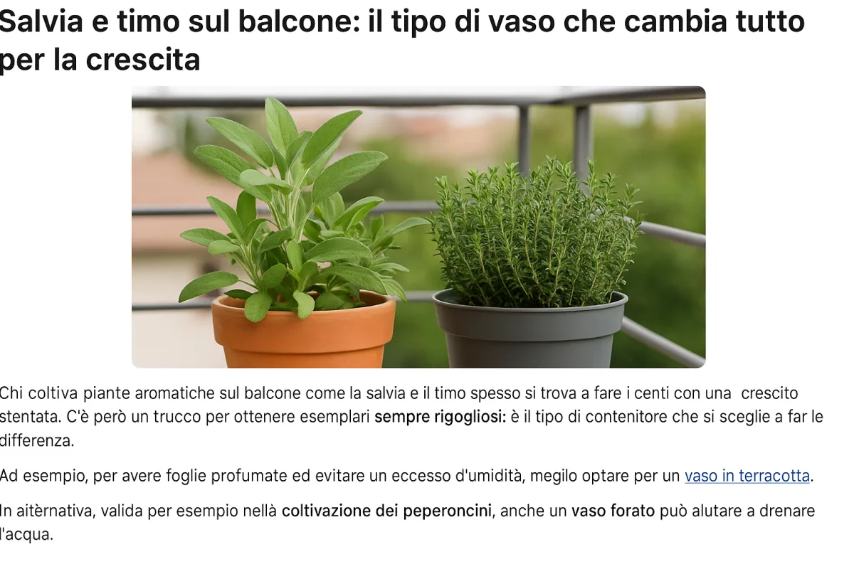 Sage e timo sul balcone: il tipo di vaso che cambia tutto per la crescita